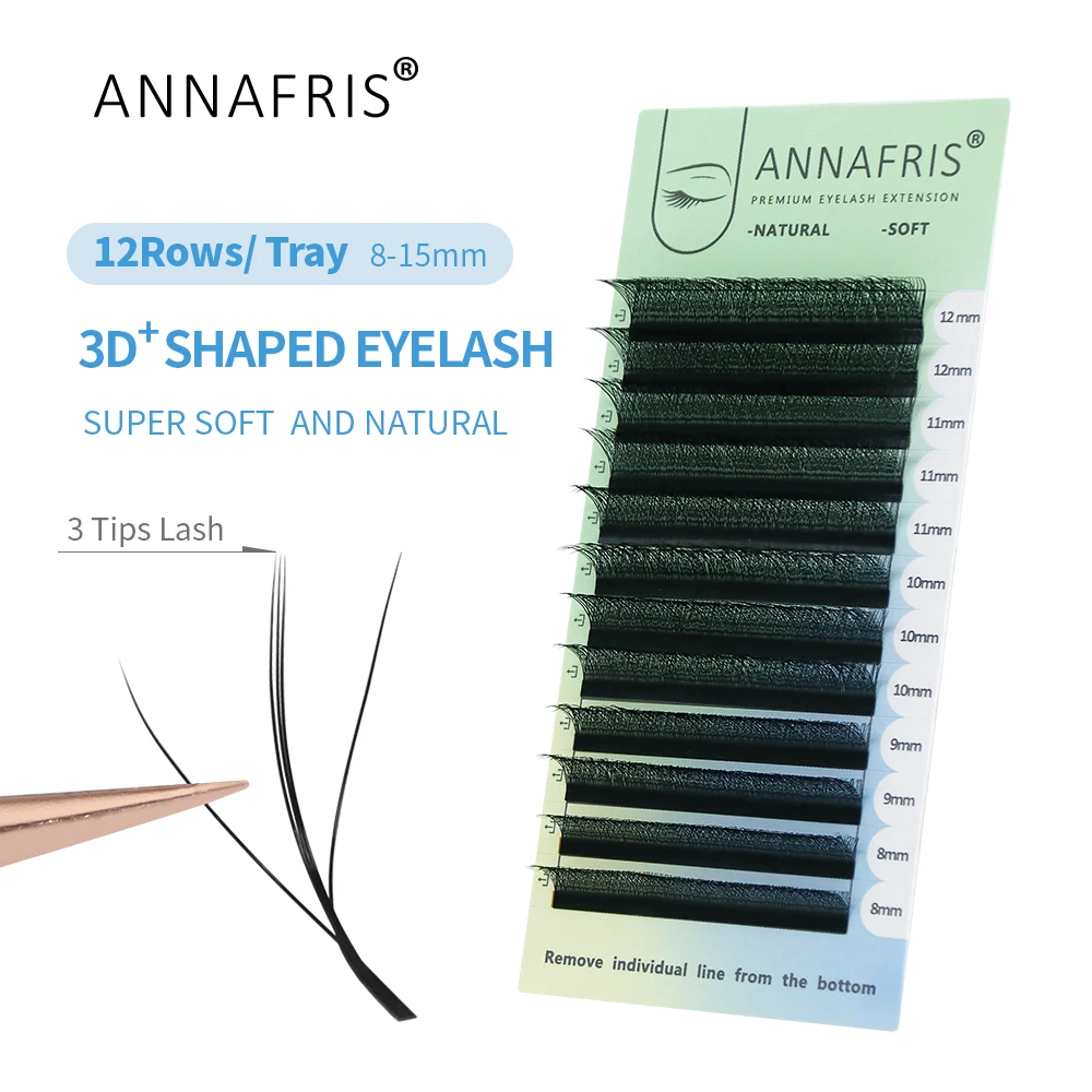 Eyelash Extension For Asian Eyes - ANNAFRIS 3D W трехжильные наращивание ресниц